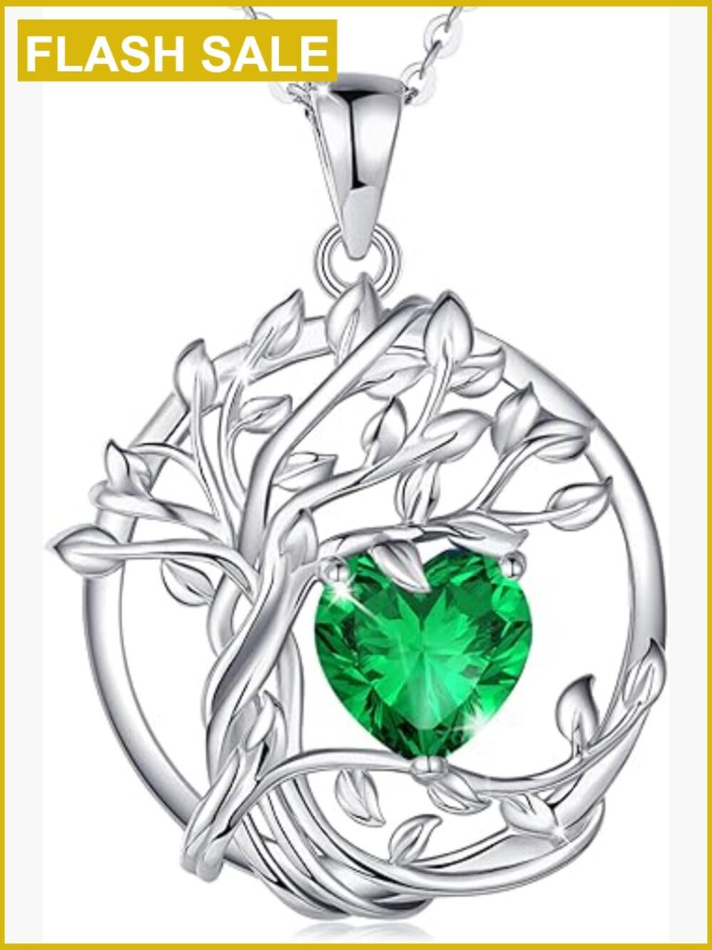 Sterling Silver Tree of Life Birthstone Pendant Necklace Adjustable Chain